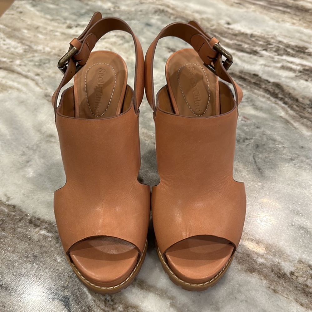 See by Chloe tan leather platform sandals - Picture 2 of 11